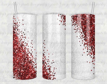 Sparkly Red Swirl digital glitter sublimation tumbler template png