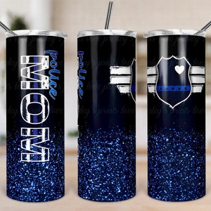 Mall för polismamma-glas, sublimeringsdesigner, mall för glas (20 oz), bild 1