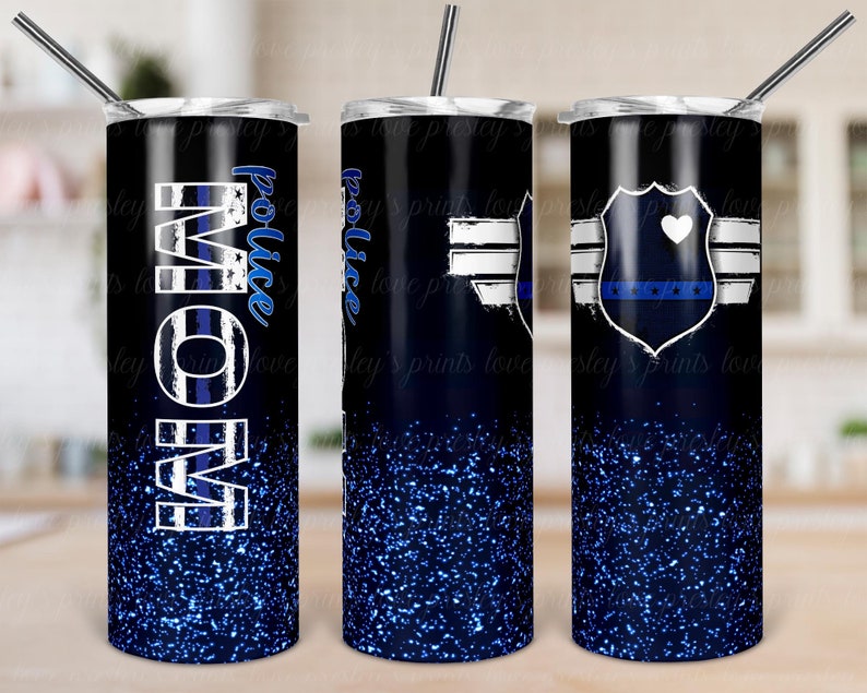 Mall för polismamma-glas, sublimeringsdesigner, mall för glas (20 oz), bild 1