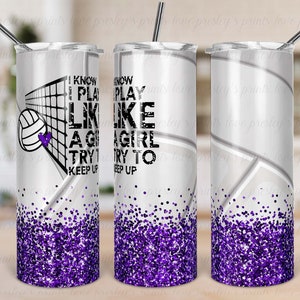 Purple Volleyball Tumbler Sublimation, Volleyball Tumbler Template