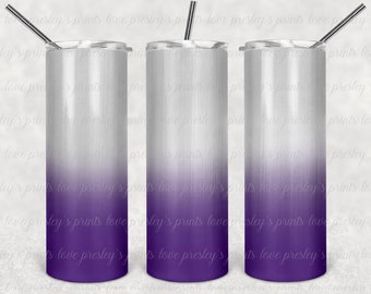 Silver Purple Ombre No Glitter Sublimation Tumbler Template