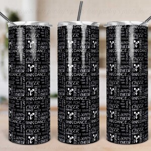 Black Cheer Sublimation Tumbler Template