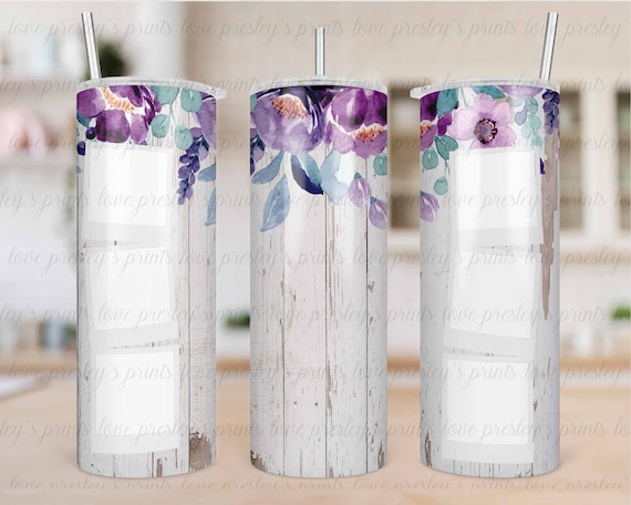Purple Floral 6 Photo Tumbler, Purple Floral Photo Tumbler, Sublimation  Tumbler Template - Etsy