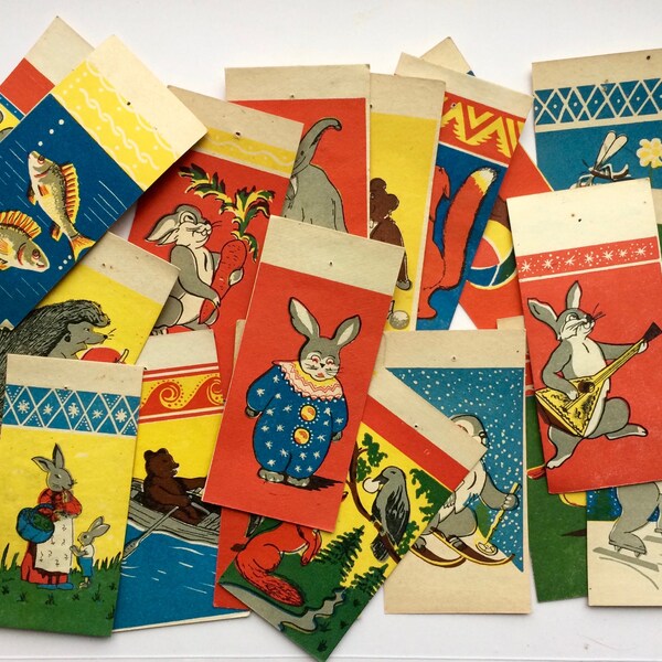 Set of 20 Flags Garland Paper Vintage Russian Christmas ornament ornaments Rare feather tree decoration Antique paper Russian fairytales