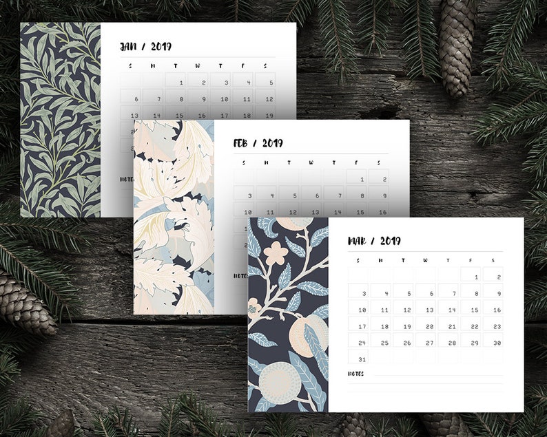 Printable Desk Or Wall Calendar For 2019 Desk And Wall Art Etsy