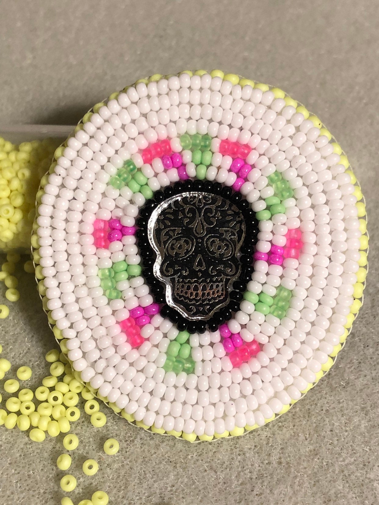 Native beaded pop socket beaded skull pop socket beaded Etsy