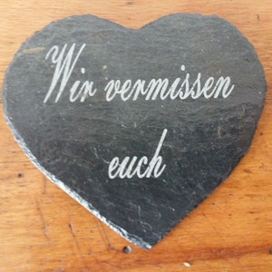 Slate Heart 18.5 x 21 with Laser Engraving - All Saints Day Funeral Grave - We miss you