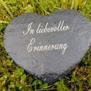 Slate heart 14 x 12.5 with laser engraving - All Saints Day burial grave - In loving memory