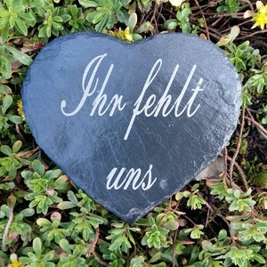 Slate Heart 14 x 12.5 with Laser Engraving - All Saints Day Funeral Grave - We miss you