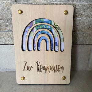 Geldgeschenk Geld Geschenk Karten zur Kommunion usw aus Holz - immer wiederverwendbar
