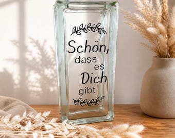 Flower vase for Valentine's Day - Mother's Day - Gift - Flower vase - including saying - 24 x 11.5 x 8 cm - Available in various colors