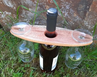 Various wine buttlers for wine bottle and 2 glasses - great as a gift - Buttler Wine Time - upcycling Selfmade Handmade