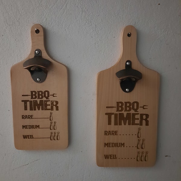 VATERTAG - BBQ Timer - Grillen -  Flaschenöffner Wand Bieröffner Bier - upcycling handmade