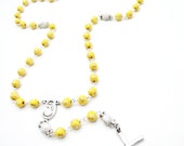 Rosary yellow rhinestone pray protection gift Christmas baptism Christmas gift patentante novice car rearview mirror religion cross