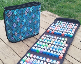 "Ocean" homeopathy pouch for storing 15 to 200 Boiron tubes. Handmade storage for natural homeopathic remedies.