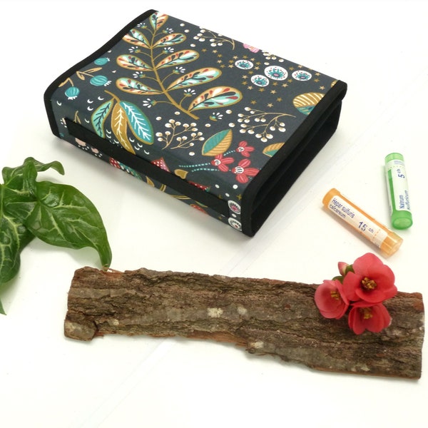 Homeopathy pouch for 15/42/60/90 tubes - "ENCHANTEE NUIT" model - Case for Boiron tubes - Storage for granules