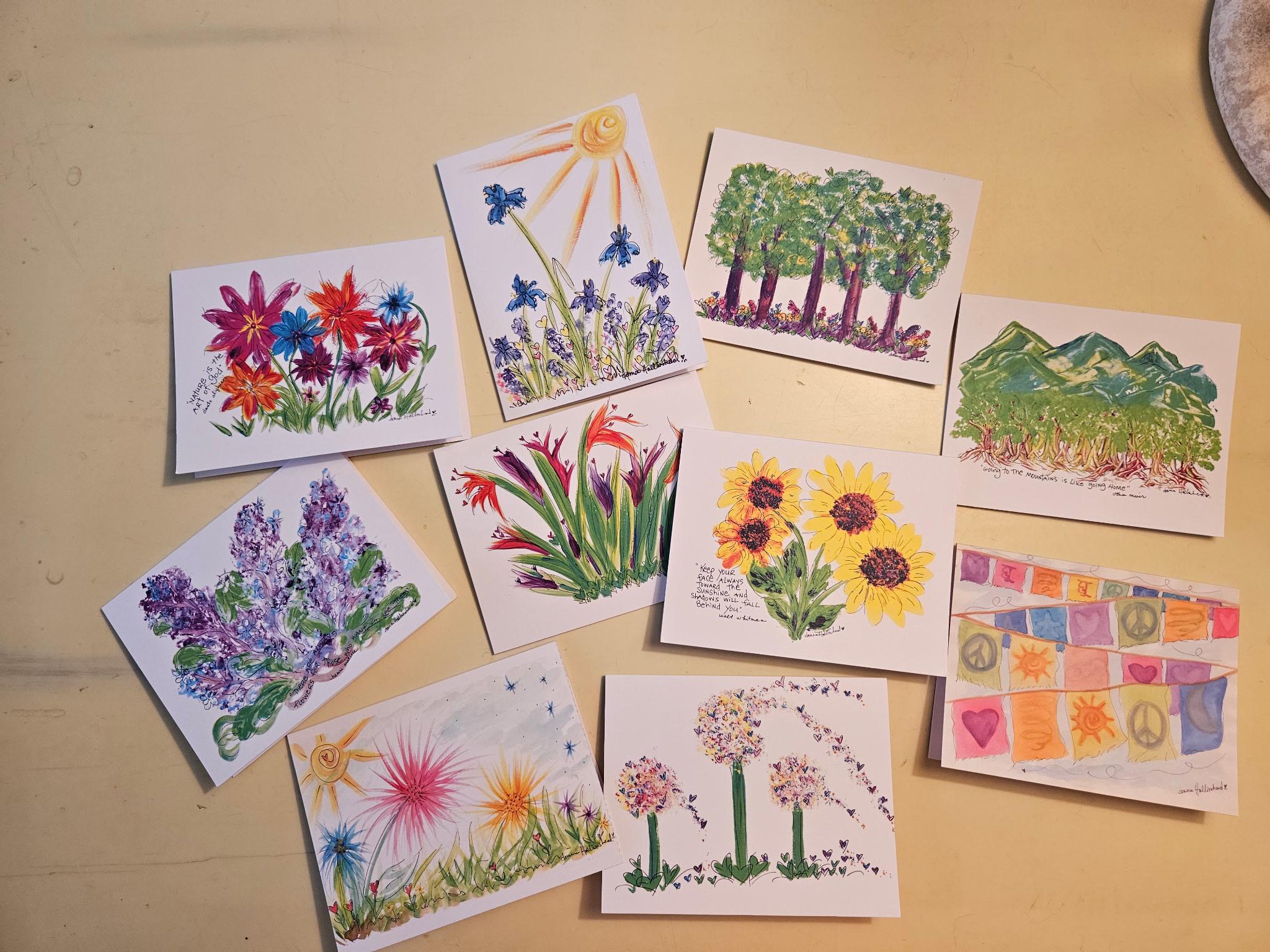 Dandelion Sticky Notes Whimsical Dandelions Note Card With Envelope, 5.5x4