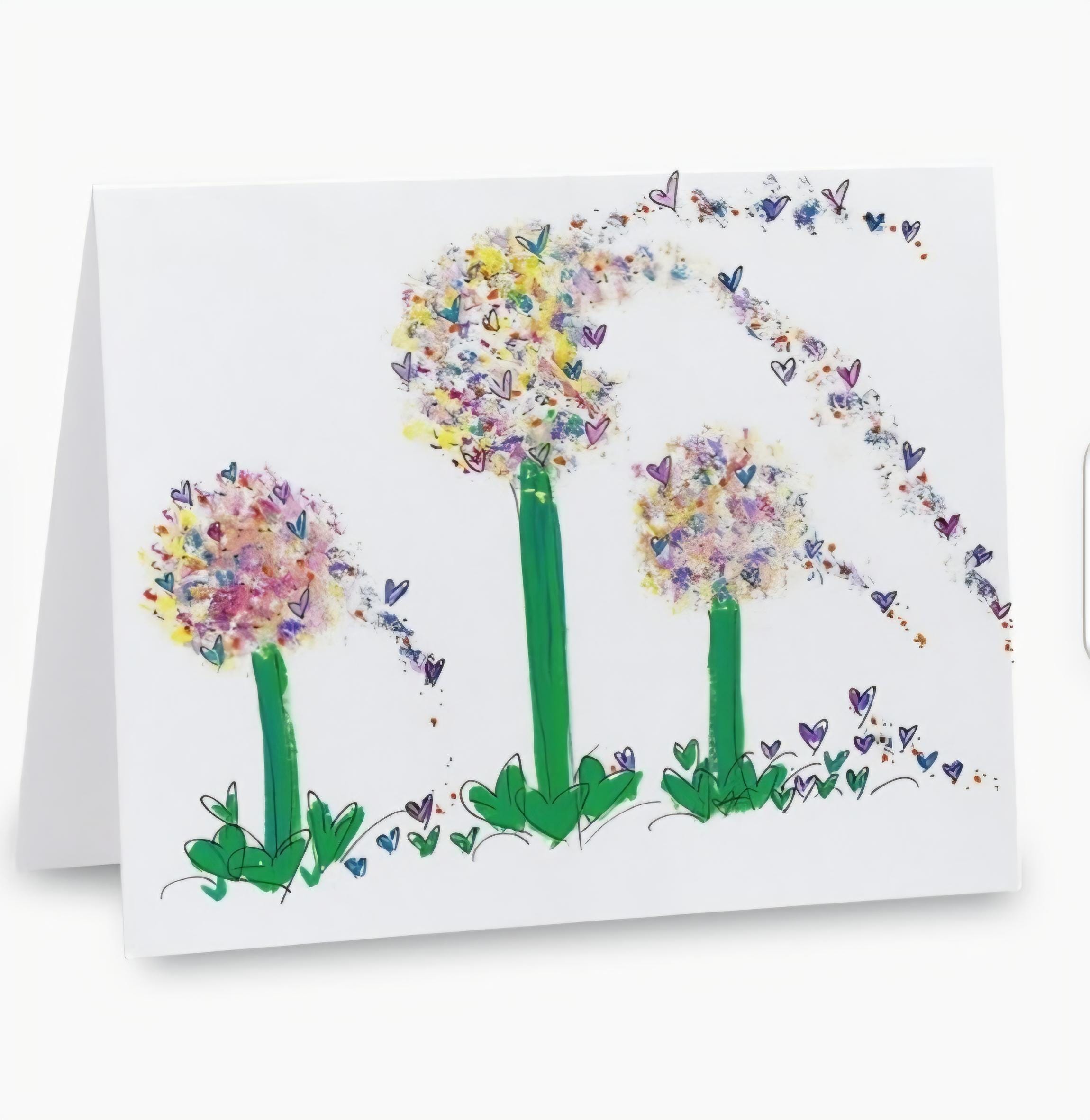Dandelion Sticky Notes Whimsical Dandelions Note Card With Envelope, 5.5x4