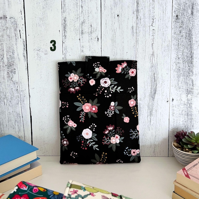 Padded Book Sleeve with Closure, Book Sleeve with Pocket, Book Cozy, Bookish Gift, Padded Book Pouch, Gifts for Bookworms 3