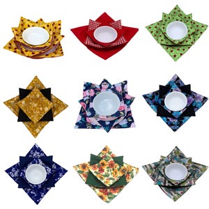 Microwave Bowl Cozy Set or Single (S/M/L), Large Bowl/Plate, 100% Cotton Hot Dish Holder Bild 11