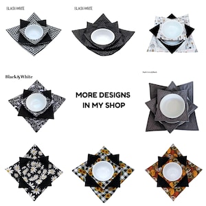 Black White Gingham Bowl Cozy, Microwave Safe Cotton Holder (Set or Single) image 8