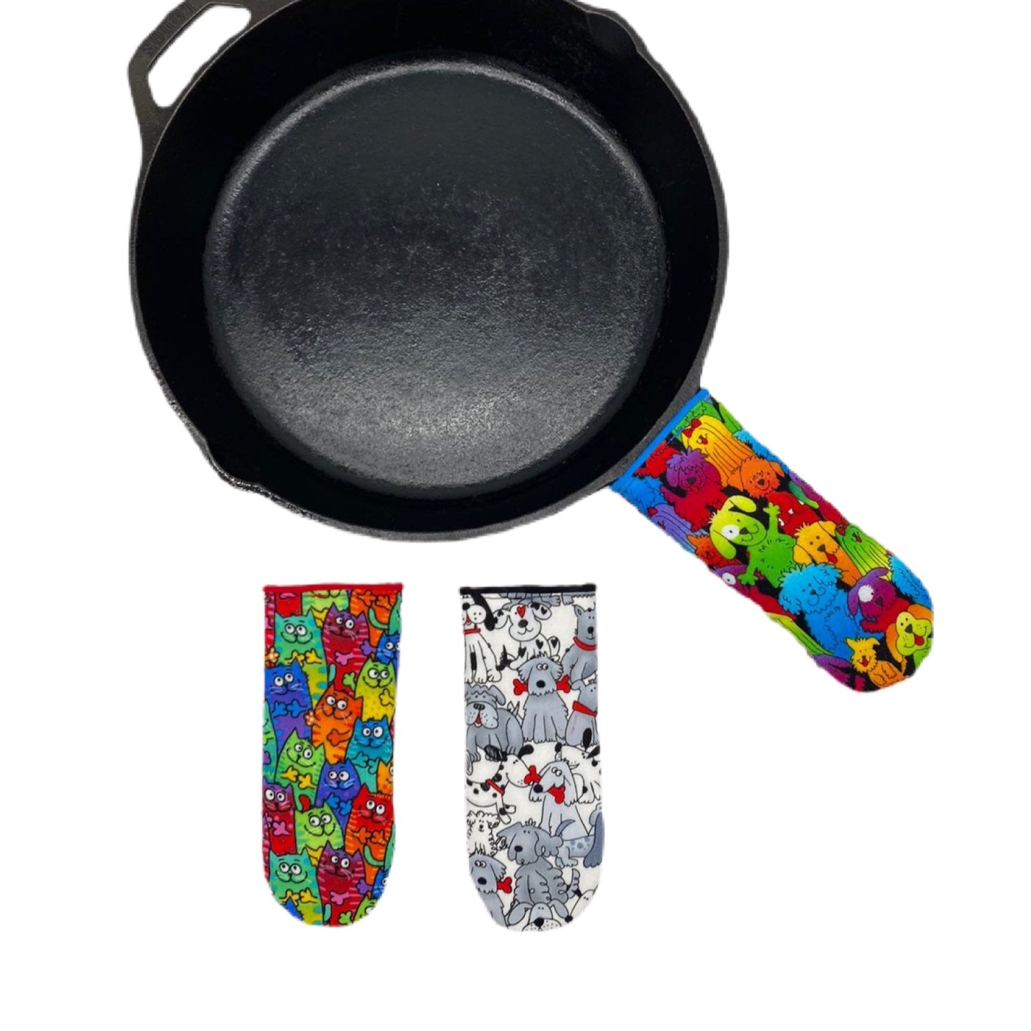 EEEkit 4pcs Cotton Hot Handle Covers, Cast Iron Skillet Handle Holders,  Heat Resistant Pot Handle Sleeves for Frying Pans