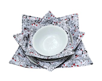 Handmade Microwave Bowl Cozy, 100% Cotton Hot Dish Holder, Set of 3