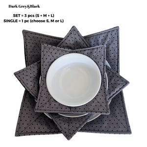 Microwave Bowl Cozy Set or Single (S/M/L), Large Bowl/Plate, 100% Cotton Hot Dish Holder Bild 1