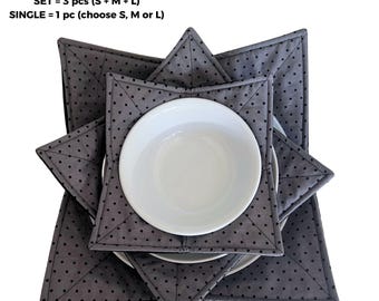 Microwave Bowl Cozy Set or Single (S/M/L), Large Bowl/Plate, 100% Cotton Hot Dish Holder