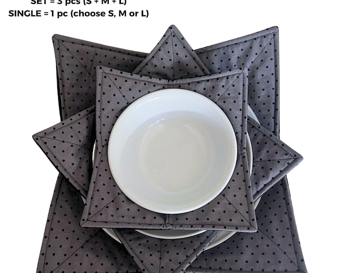 Microwave Bowl Cozy Set or Single (S/M/L), Large Bowl/Plate, 100% Cotton Hot Dish Holder