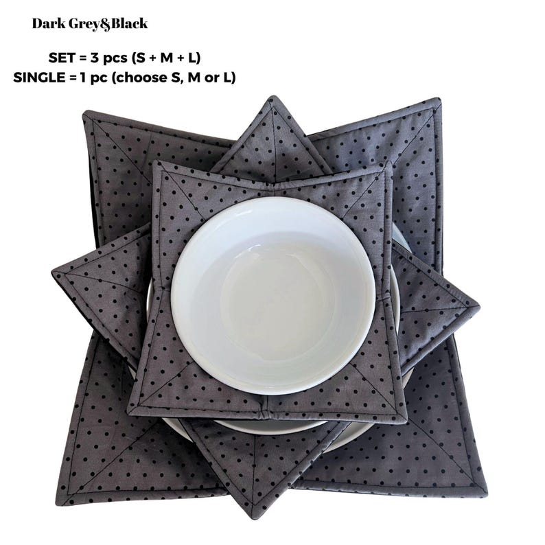 Microwave Bowl Cozy Set or Single (S/M/L), Large Bowl/Plate, 100% Cotton Hot Dish Holder Bild 1