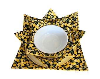 Handmade Lemon Fabric Microwave Bowl Cozy Set – Hot Pads