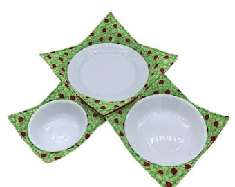 Microwave Bowl Cozy Set, 100% Cotton, Hot Dish Protector