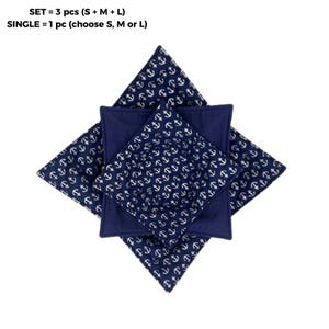 Anchor Fabric Microwave Bowl Cozy Set – Reversible Cotton Hot Pad