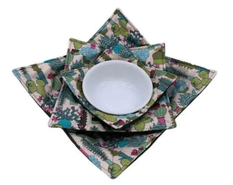 Microwave Bowl Cozy Set, 100% Cotton, Hot Dish Protector
