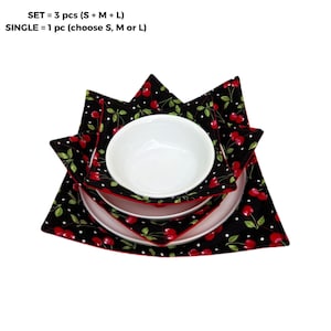 Handmade Cotton Bowl Cozy Set, Microwave Safe, Soup Holder