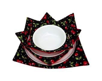 Handmade Cotton Bowl Cozy Set, Microwave Safe, Soup Holder