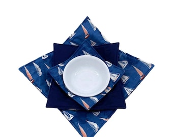 Microwave Bowl Cozy, Handmade Cotton Hot Dish Holder, Steaming Cover