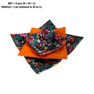 Floral Mushroom Cotton Microwave Bowl Cozy Set, Hot Dish Holder