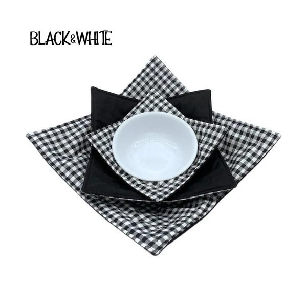 Microwave Bowl Cozy, Soup Bowl Holder, Dinner Plate Cozy For Microwave, Buffalo Check Bowl Cozy Set