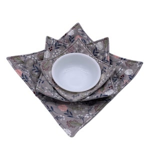 Microwave Reversible Bowl Cozy, Soup Bowl Holder, Bowl Cozy Set, Dinner Plate Cozy