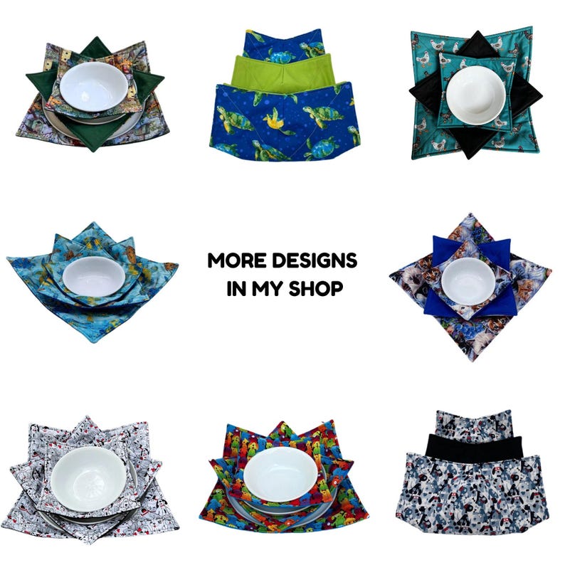 Microwave Bowl Cozy Set or Single (S/M/L), Large Bowl/Plate, 100% Cotton Hot Dish Holder Bild 13