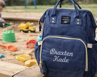 Zaino con borsa per pannolini monogrammato / Regalo personalizzato per baby shower