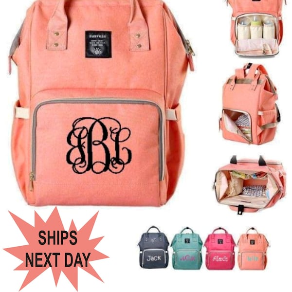Monogrammed Diaper Bag Backpack, Multi Functional Diaper Bag Backpack, Mummy Monogrammed Baby Diaper Bag Backpack, Baby Shower Gift
