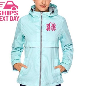 Etsy monogram rain jacket discount
