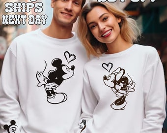 Minnie and Mickey Mouse Couple Sweatshirt | Personalized 3D Puff Valentine's Gift