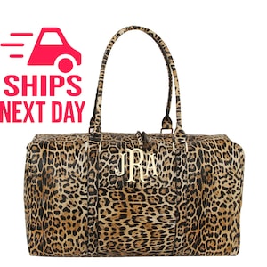 Monogrammed Leopard DUFFEL Bag, Cheetah Overnight Bag, Duffel Bag, Carry On Bag, Leopard Luggage, Gym Bag, Women Duffel Bag, Gifts for her