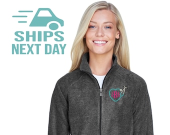 Personalized Nurse Fleece Jacket: Monogrammed Stethoscope Full Zip