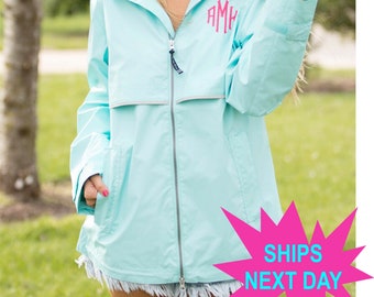 Monogrammed Charles River Rain Jacket: Waterproof Personalized Rain Coat