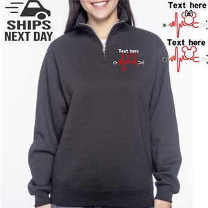 Personalized Nurse Stethoscope Mickey Mouse Quarter Zip Pullover | Monogrammed Nurse 1/4 Zip Jacket | Nurse Student Graduation Gift